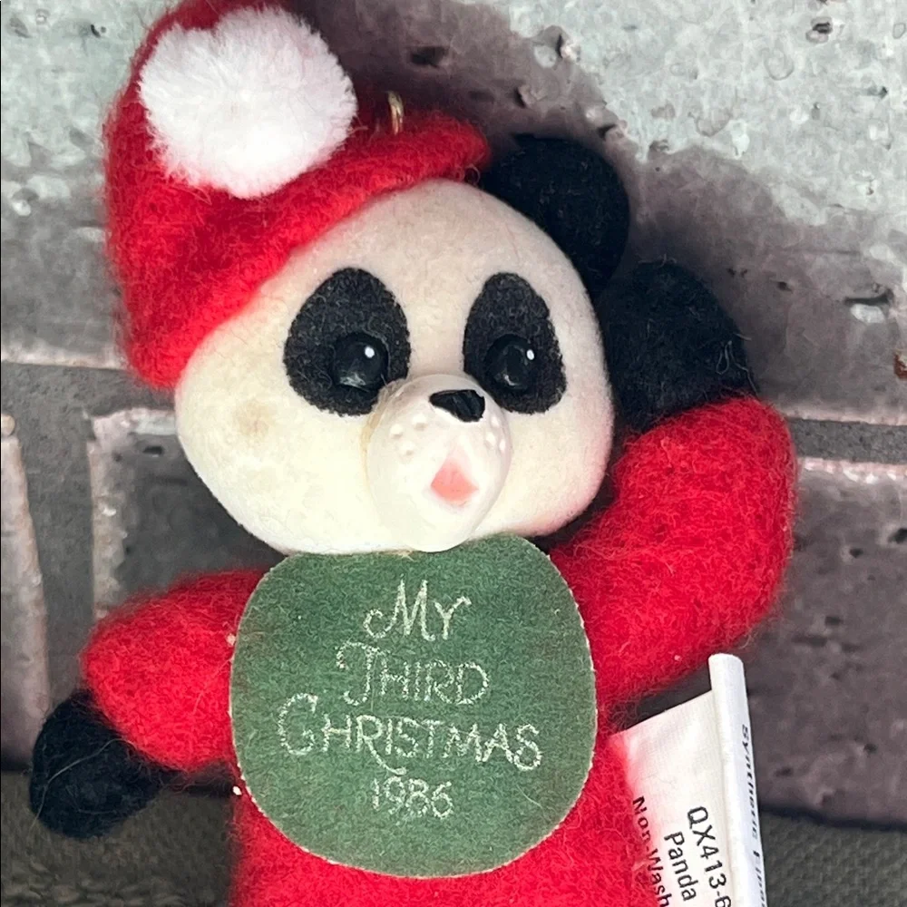 Hallmark 1986 Child’s Third Christmas Panda Christmas Ornament